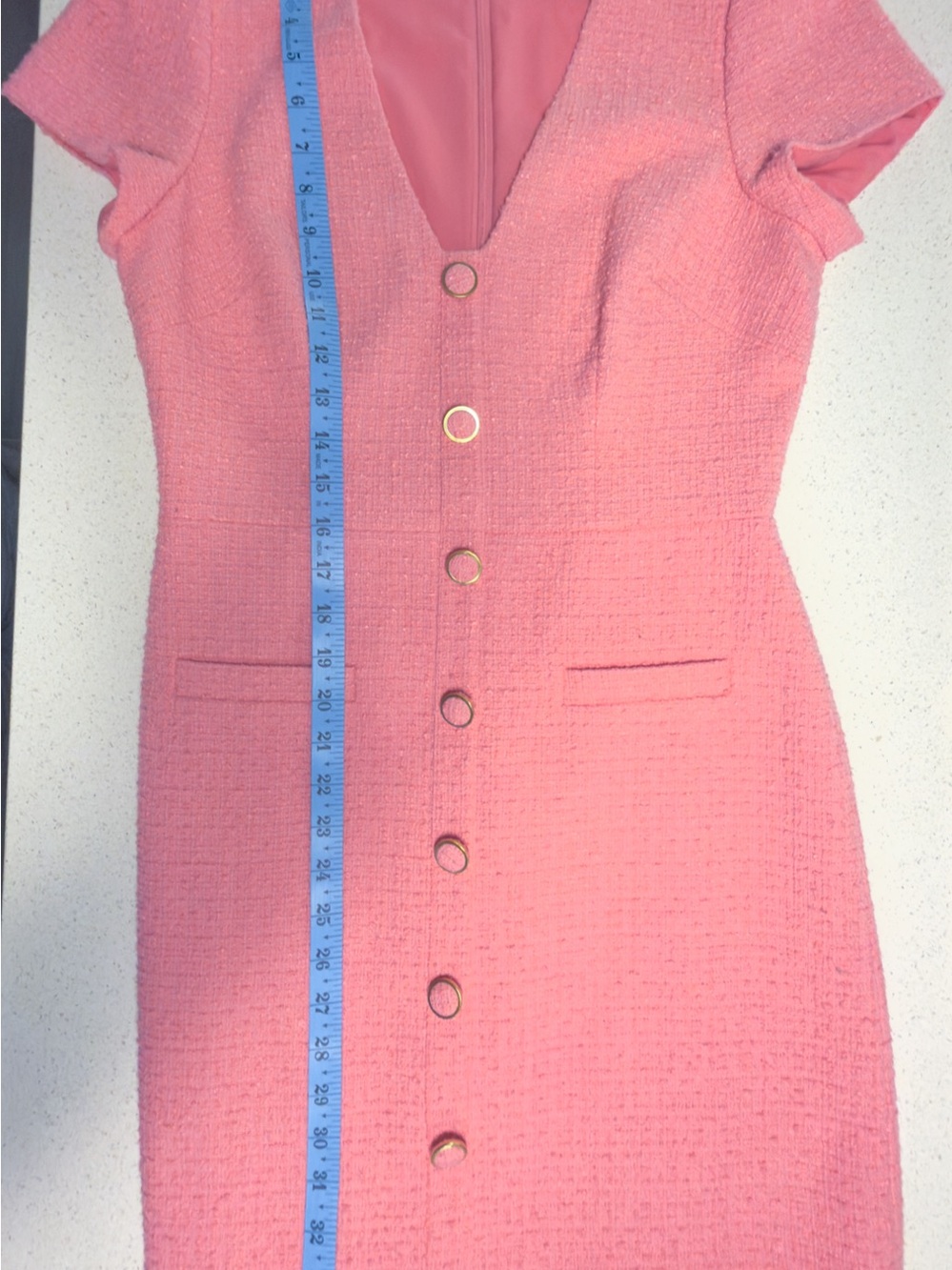 MILLY Genevie Pink Bouclé V Neck Dress  NWOT - Picture 14 of 14